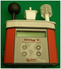 Figure 2. Quest WBGT meter with natural wet-bulb sensor. Photo Credit: CDC/OSHA.