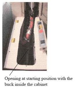 Opening at strating position with the buck inside the cabinet