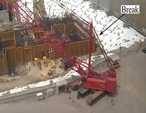 Photo 3: Wire rope failure location in the lattice boom crawler crane.