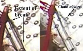 Photo 4: Close up at moment of wire rope failure captured from surveillance video.