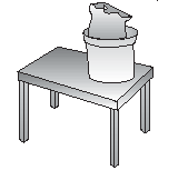 Depiction table with bucket