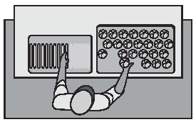 Depiction (overhead view) of baker working