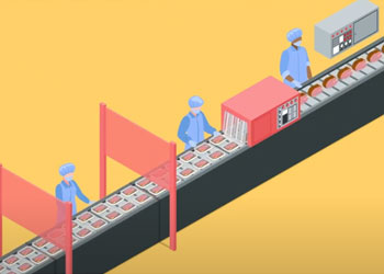 Illustration of workers on an assembly line
