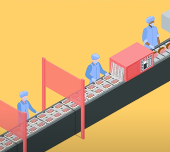 Illustration of workers on an assembly line