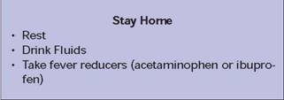 If you have symptoms Stay Home: 1. Rest 2. Drink Fluids 3. Take fever reducers acetaminophen or ibuprofen