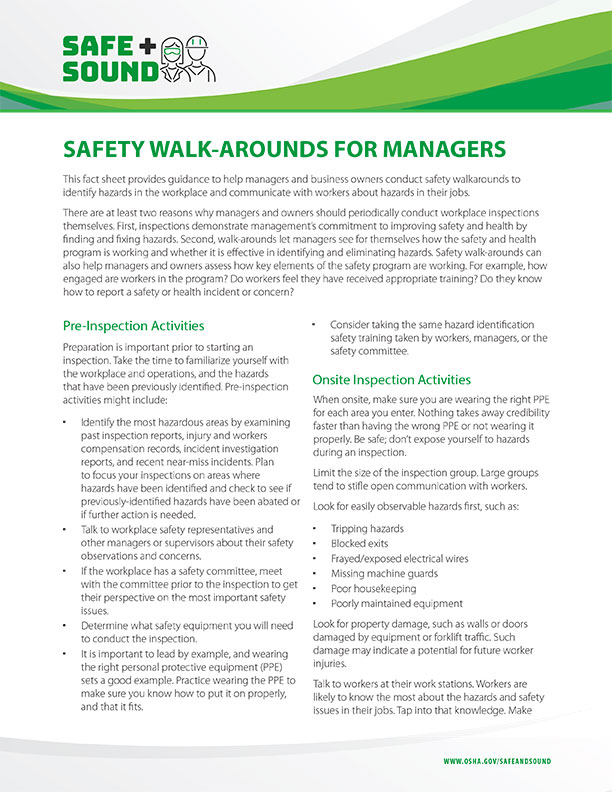 Safety Walk-Arounds for Managers