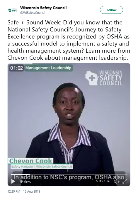 Image of Wisconsin Safety Council Tweet