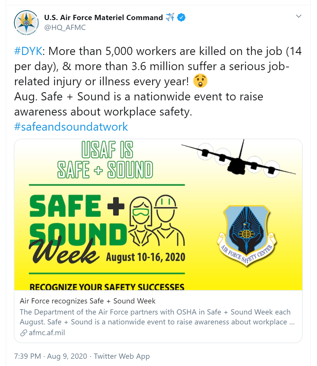 Image of U.S. Air Force Article Tweet