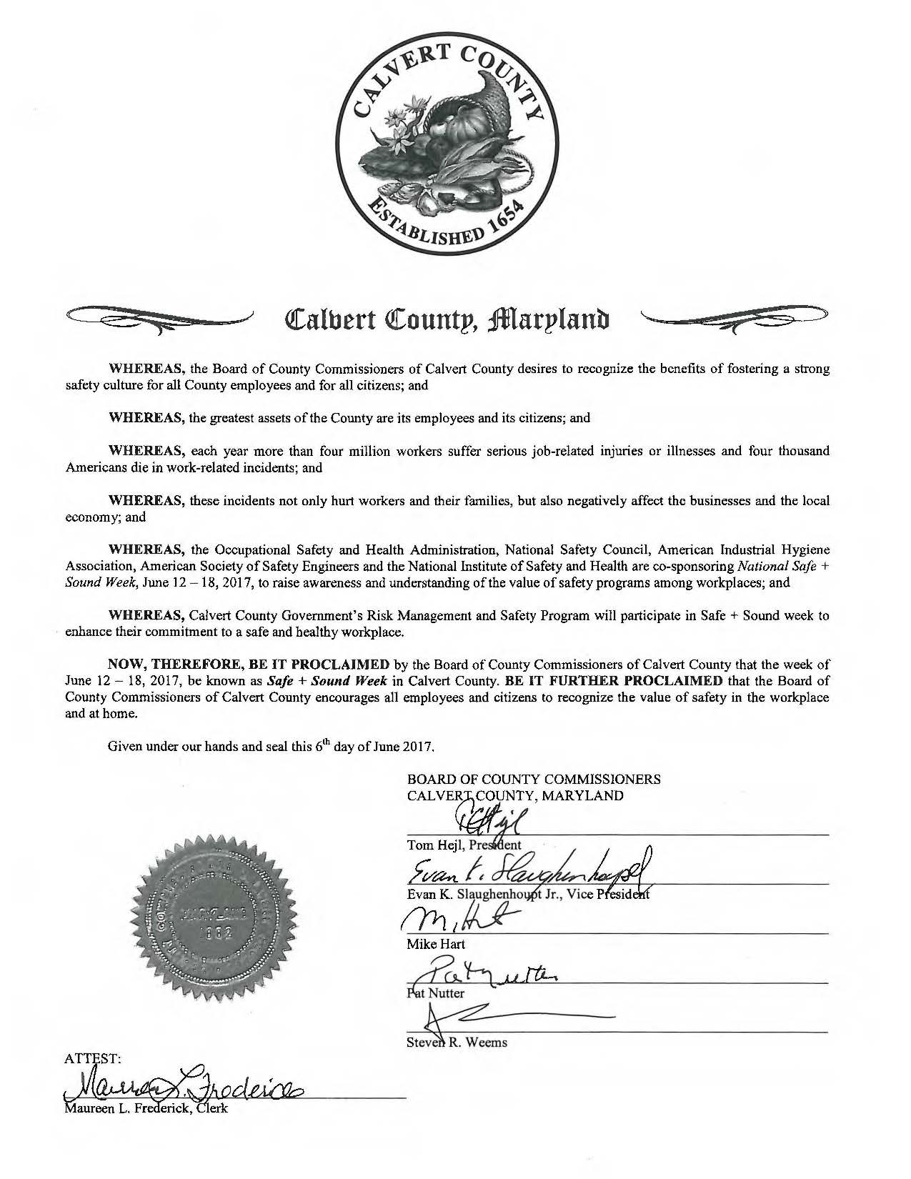 Calvert County Proclamation