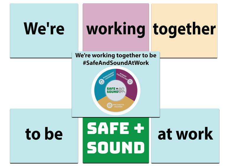 We're working together to be Safe + Sound At Work collage