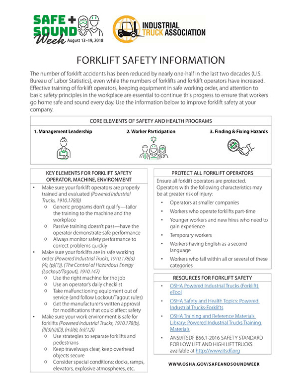 Forklift Safety Information – Industrial Truck Association