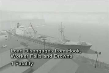 Load Disengages from Hook, Worker Falls and Drowns